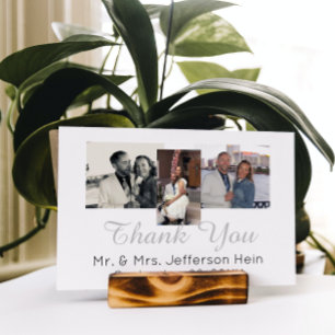 Photo Collage Hand Lettering Wedding Thank You Postcard