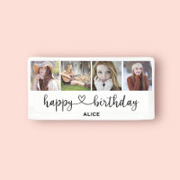 Photo Collage Happy Birthday Script Heart Banner