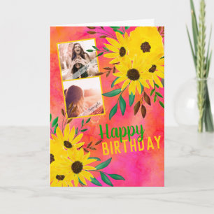 Photo Collage "Happy Birthday"  Sunflowers Card