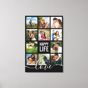 Photo Collage Happy Life and Love Couple's Canvas Print