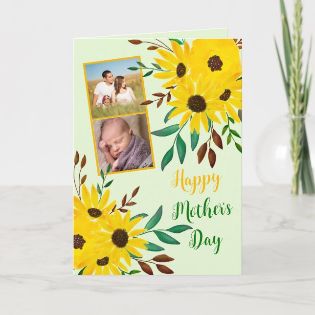 Photo Collage  Happy Mother's Day"  Sunflower  Card (Front)