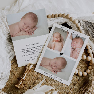 Photo Collage Hello Baby Birth Announcement Card