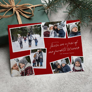 Photo collage highlights modern red 2023 holiday card