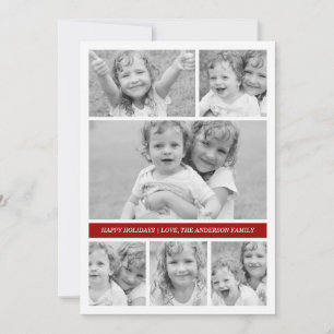 Photo Collage Holiday Photocard - Red Card