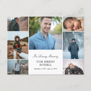 Photo Collage In Loving Memory Death Announcement Postcard