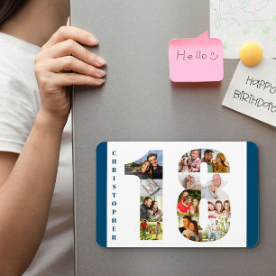 Photo Collage in Number 18 - 18th Birthday Magnet