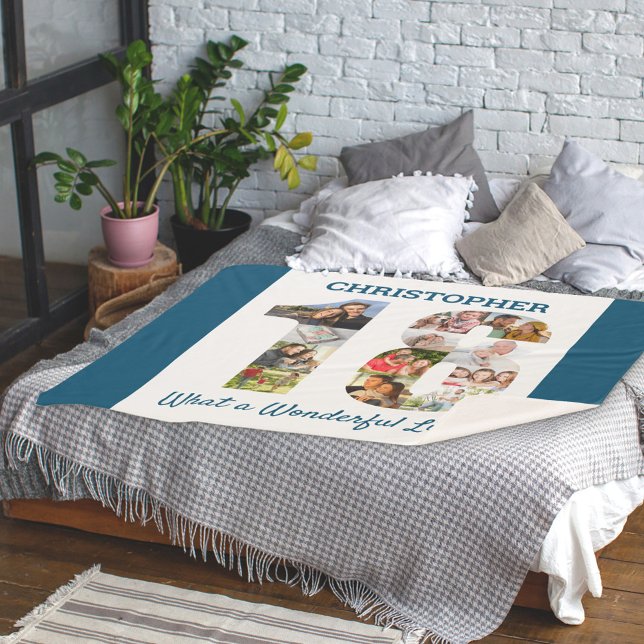 Photo Collage in Number 18 Shape for 18th Birthday Sherpa Blanket (Creator Uploaded)