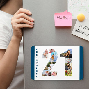 Photo Collage in Number 21 - 21st Birthday Magnet