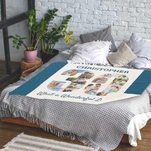 Photo Collage in Number 30 Shape for 30th Birthday Sherpa Blanket