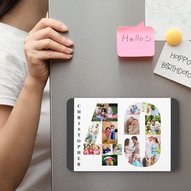 Photo Collage in Number 40 - 40th Birthday Magnet (Creator Uploaded)