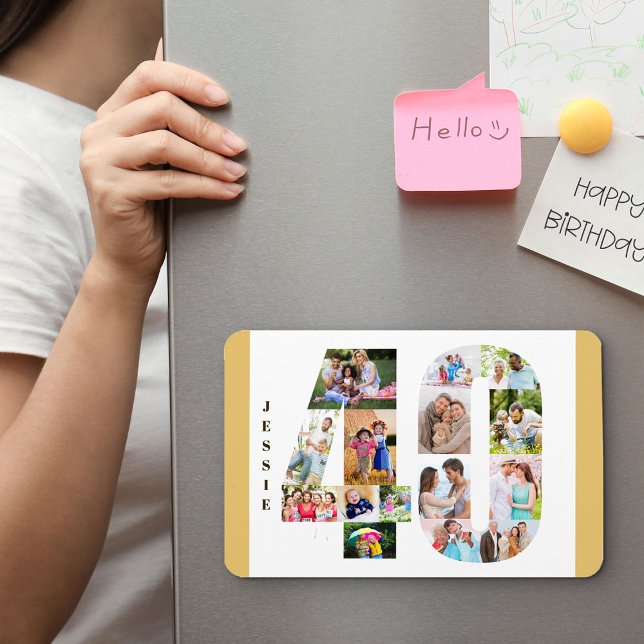 Photo Collage in Number 40 - 40th Birthday Neutral Magnet (Creator Uploaded)