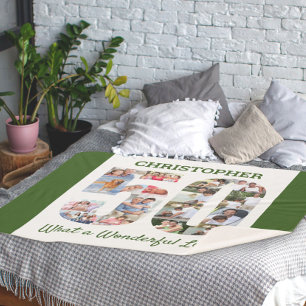 Photo Collage in Number 50 Shape for 50th Birthday Sherpa Blanket