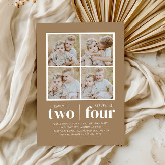 Photo Collage Joint Birthday Invitation