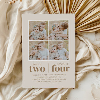 Photo Collage Joint Birthday Invitation