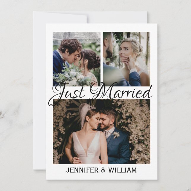 Photo Collage Just Married Wedding Announcement (Front)