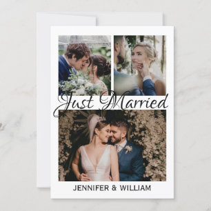 Photo Collage Just Married Wedding Announcement
