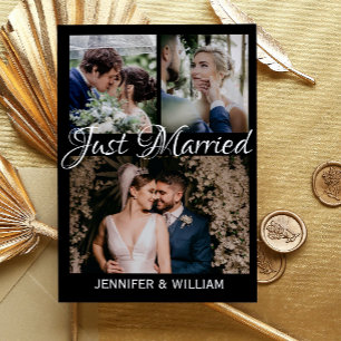 Photo Collage Just Married Wedding Announcement
