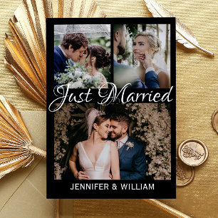 Photo Collage Just Married Wedding Announcement