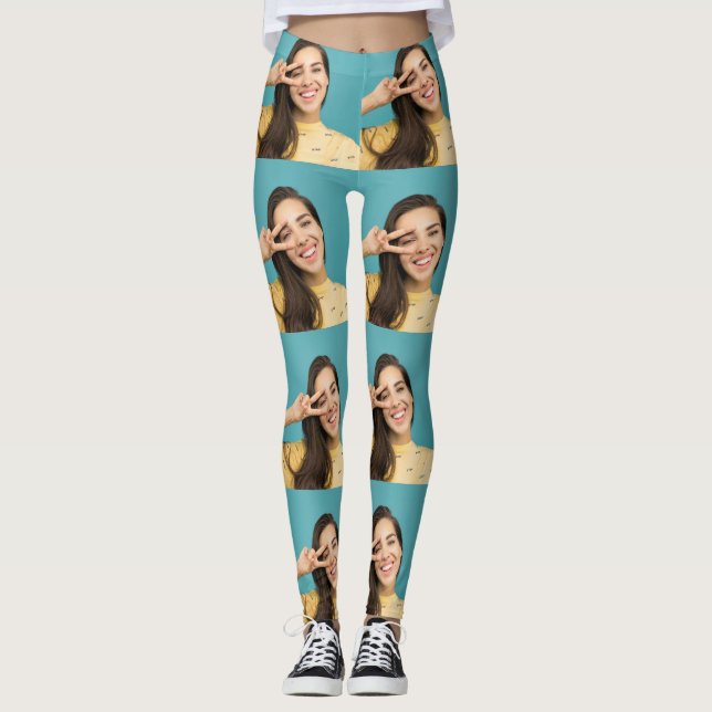 Photo Collage Leggings Personalised Face Print  (Front)