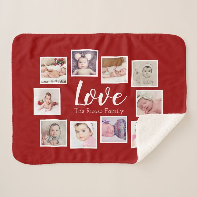 Photo Collage LOVE Themed Unique Personalised Sherpa Blanket (Front (Horizontal))