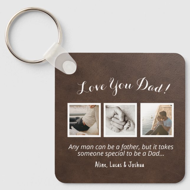 ★ Photo Collage Love You Dad Keychain Customisable (Front)
