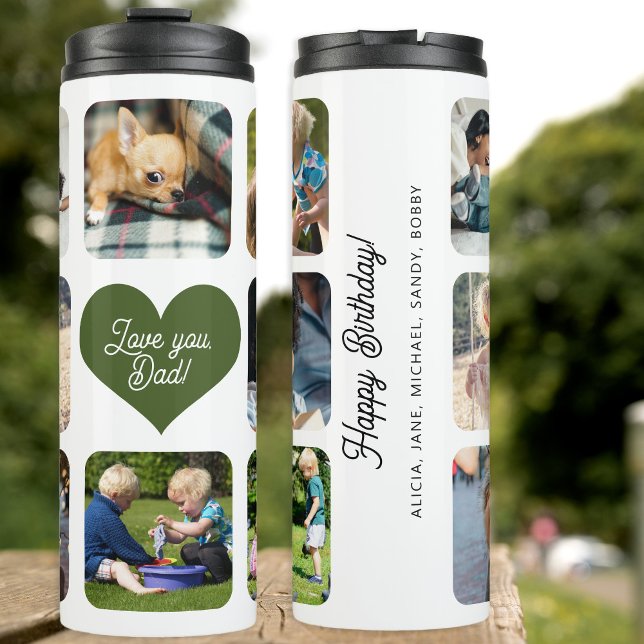 Photo collage love you dad text personalised thermal tumbler (Creator Uploaded)