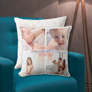 Photo Collage Love You Mum Modern Mothers Day Cushion