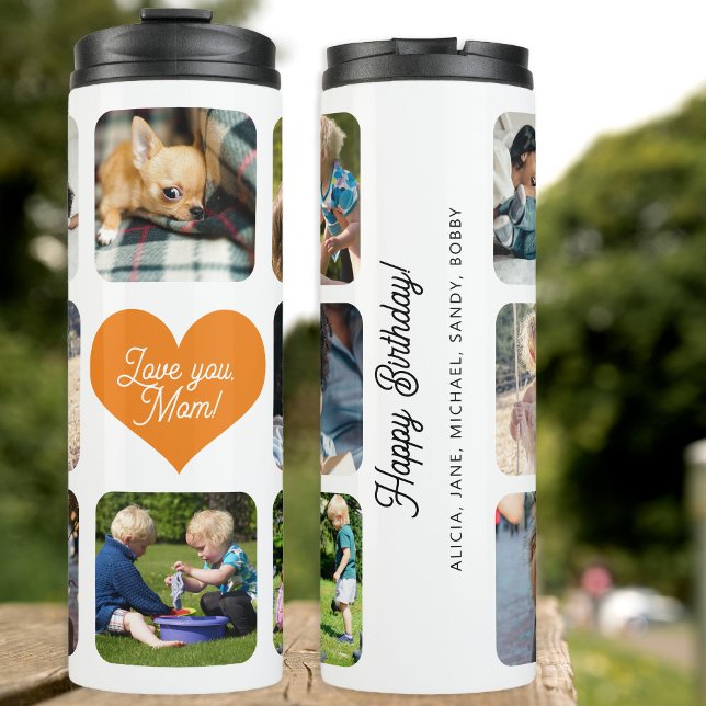 Photo collage love you mum text personalised thermal tumbler (Creator Uploaded)