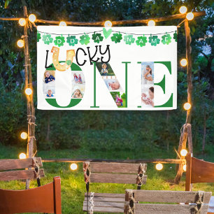 Photo Collage Lucky One Custom 1st Birthday Party Banner