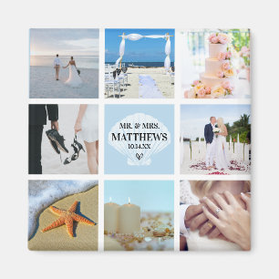 Photo Collage Magnet Wedding Favour Seashell