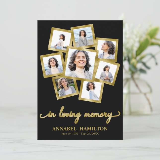 Photo Collage Memorial Funeral Cards For Service (Standing Front)