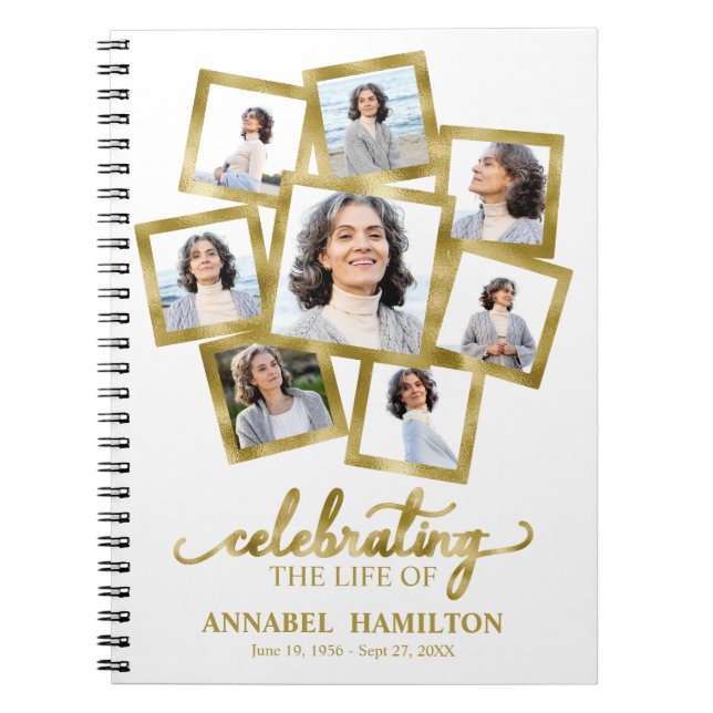 Photo Collage Memorial Funeral Guest Book (Front)
