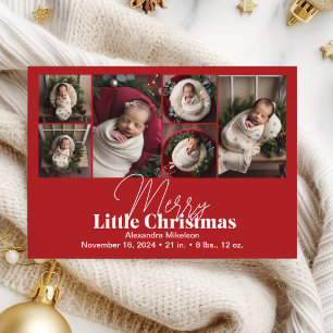 Photo Collage Merry and Bright Birth Announcement