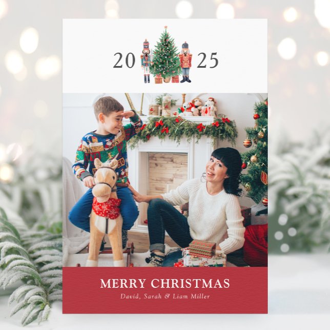 Photo Collage Merry Christmas Holiday Card (Nutcracker 2025 Holiday Photo Collage Merry Christmas Card by Painted Paperie
)