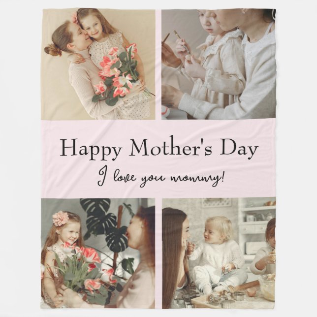 Photo Collage & Message - Personalised Gift |  Fleece Blanket (Front)