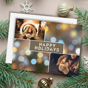 Photo Collage Modern Custom Holiday Postcard