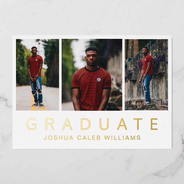Photo Collage Modern Graduation Announcement (Front)