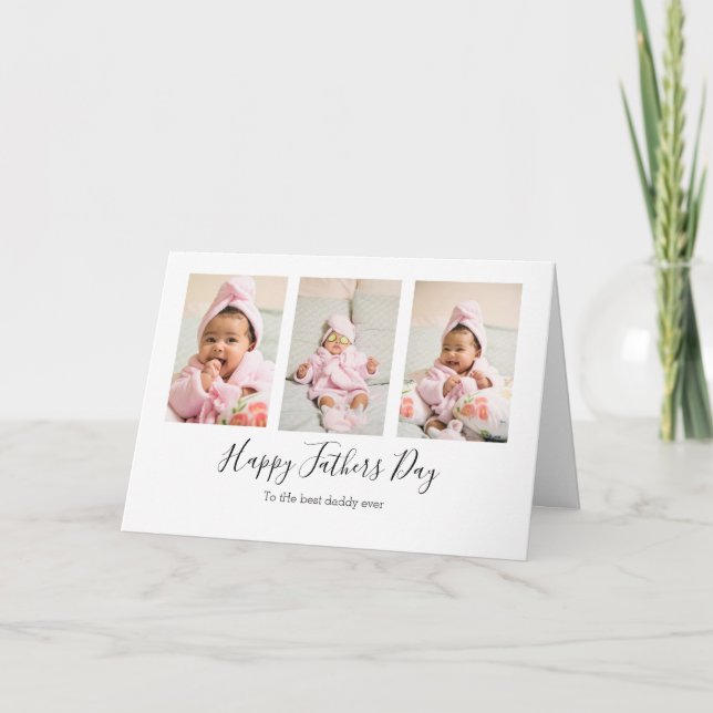 Photo Collage Modern minimalist Fathers Day Card (Front)