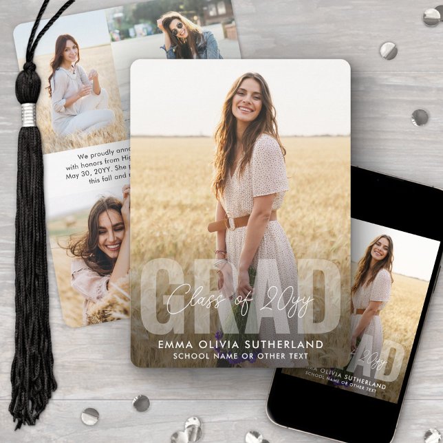 Photo Collage Modern Overlay Class Year Graduation Announcement (Creator Uploaded)