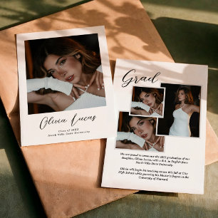 Photo Collage Modern Script Graduation Announcement