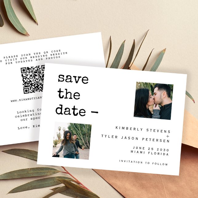 Photo collage modern typography QR CODE wedding Save The Date (Creator Uploaded)
