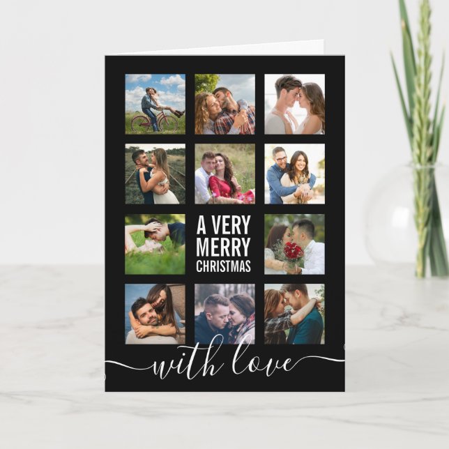 Photo Collage Modern Very Merry Christmas Holiday Card (Front)