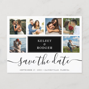 Photo Collage Modern Wedding Save the Date Postcard