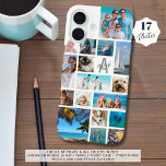 Photo Collage Monogram Name 17 Photos White iPhone 16 Case<br><div class="desc">Carry 17 of your favourite photos on this custom background colour cell phone case with a photo collage of a variety of shapes and sizes and personalised with your monogram and name in a modern script font over the initial (shown in black and grey on a white background. CHANGES: Change...</div>