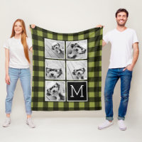 Photo Collage - Monogram Olive Black Buffalo Plaid