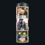 Photo collage monogram personalised modern blush thermal tumbler<br><div class="desc">Add 9 family, kids, pets or best friends photos and create your own beautiful collage grid thermal tumbler with your monogram name initial inside a light pink heart. Easy to personalise with your custom square images and letter. It can be a nice thoughtful keepsake gift for a family member, friend,...</div>