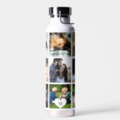 Photo collage monogram personalized modern water bottle (Left)