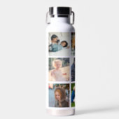 Photo collage monogram personalized modern water bottle (Front)