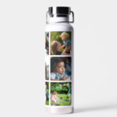Photo collage monogram personalized modern water bottle (Back)