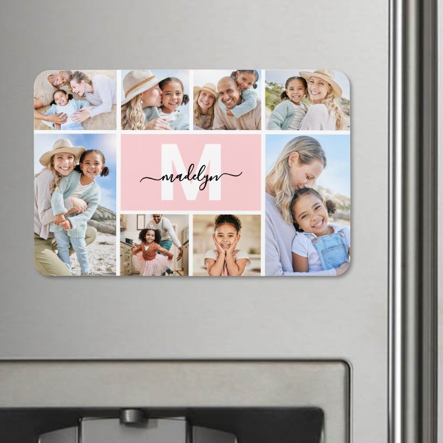 Photo Collage Monogram Picture Magnet (Photo Collage Monogram Picture Magnet)